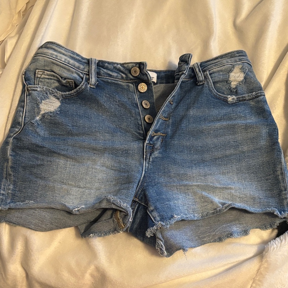 Casual Blue Distressed Jean Shorts